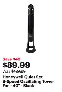 Best Buy Honeywell Quiet Set 8-Speed Oscillating Tower Fan - 40 - Black offer