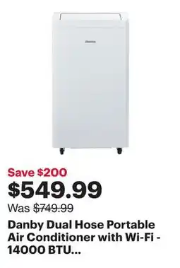 Best Buy Danby Dual Hose Portable Air Conditioner with Wi-Fi - 14000 BTU (SACC 12000 BTU) - White offer