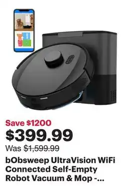 Best Buy bObsweep UltraVision WiFi Connected Self-Empty Robot Vacuum & Mop - Carbon Steel - Only at Best Buy offer