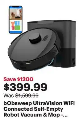 Best Buy bObsweep UltraVision WiFi Connected Self-Empty Robot Vacuum & Mop - Carbon Steel - Only at Best Buy offer