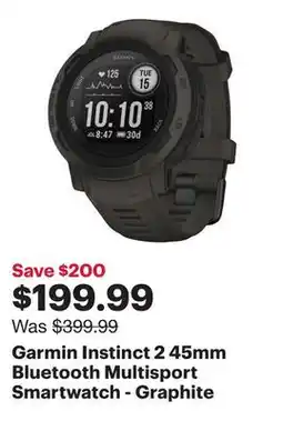 Best Buy Garmin Instinct 2 45mm Bluetooth Multisport Smartwatch - Graphite offer