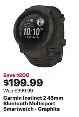 Best Buy Garmin Instinct 2 45mm Bluetooth Multisport Smartwatch - Graphite offer