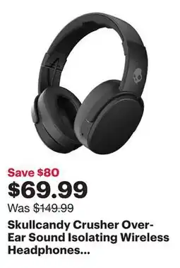 Best Buy Skullcandy Crusher Over-Ear Sound Isolating Wireless Headphones with Mic - Black offer
