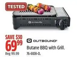 Canadian Tire Outbound butane bbq with grill offer