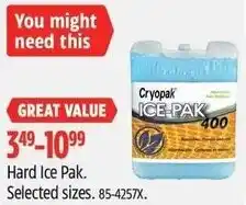 Canadian Tire Cryopak hard ice pak offer