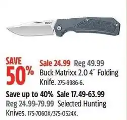 Canadian Tire Buck matrixx 2.0 4" folding knife offer