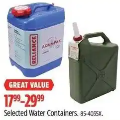 Canadian Tire Selected water containers offer