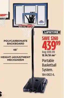 Canadian Tire Lifetime portable basketball system offer