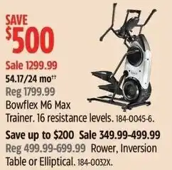 Canadian Tire Bowflex M6 Max trainer offer