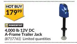 Princess Auto 12V DC A-Frame Trailer Jack offer