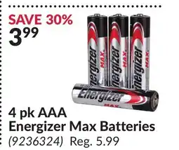 Princess Auto 4 pk AAA Max Batteries offer