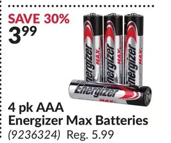 Princess Auto 4 pk AAA Max Batteries offer