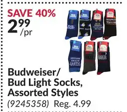 Princess Auto Budweiser/Bud Light Socks offer