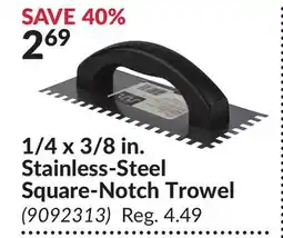 Princess Auto 1/4 x 3/8 in. Stainless-Steel Square-Notch Trowel offer