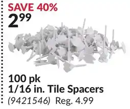 Princess Auto 100 pk 1/16 in. Tile Spacers offer