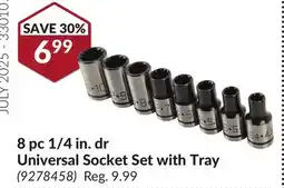 Princess Auto 8 pc 1/4 in. dr Universal Socket Set with Tray offer
