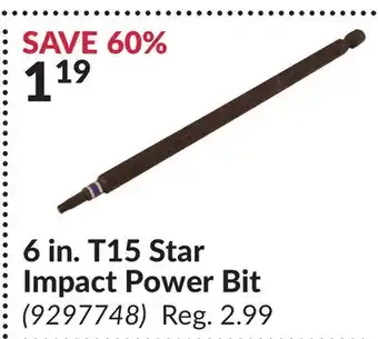 Princess Auto 6 in. T15 Star Impact Power Bit offer