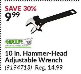 Princess Auto 10 in. Hammer-Head Adjustable Wrench offer