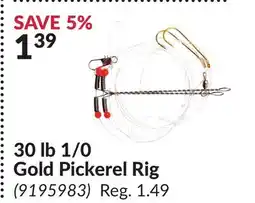 Princess Auto 30 lb 1/0 Gold Pickerel Rig offer
