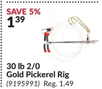 Princess Auto 30 lb 2/0 Gold Pickerel Rig offer