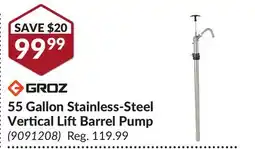Princess Auto 55 Gallon Stainless-Steel Vertical Lift Barrel Pump offer