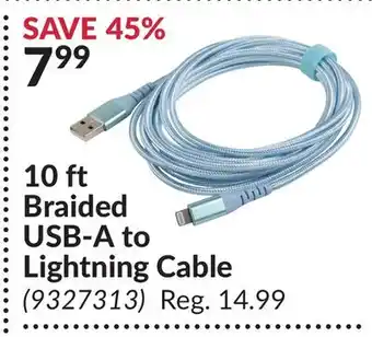 Princess Auto 10 ft Braided USB-A to Lightning Cable offer