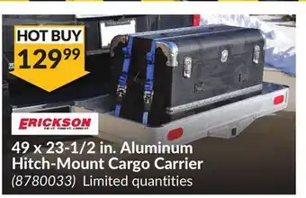 Princess Auto 49 x 23-1/2 in. Aluminum Hitch-Mount Cargo Carrier offer