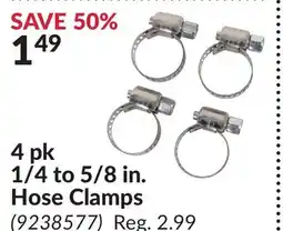 Princess Auto 4 pk 1/4 to 5/8 in. Hose Clamps offer