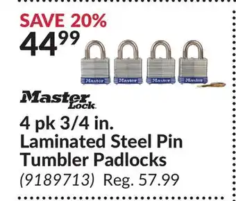 Princess Auto 4 pk 3/4 in. Laminated Steel Pin Tumbler Padlocks offer