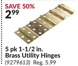 Princess Auto 5 pk 1-1/2 in. Brass Utility Hinges offer