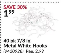 Princess Auto 40 pk 7/8 in. Metal White Hooks offer