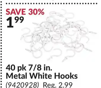Princess Auto 40 pk 7/8 in. Metal White Hooks offer