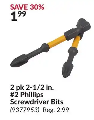 Princess Auto 2 pk 2-1/2 in. #2 Phillips Screwdriver Bits offer