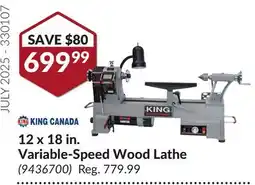 Princess Auto 12 x 18 in. Variable-Speed Wood Lathe offer