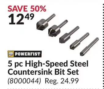 Princess Auto 5 pc High-Speed Steel Countersink Bit Set offer