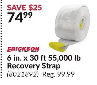 Princess Auto 6 in. x 30 ft 55, 000 lb Recovery Strap offer