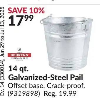 Princess Auto 14 qt. Galvanized-Steel Pail offer