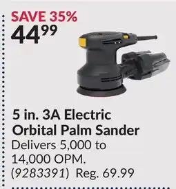 Princess Auto 5 in. 3A Electric Orbital Palm Sander offer