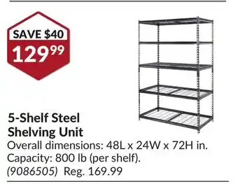 Princess Auto 5-Shelf Steel Shelving Unit offer