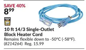 Princess Auto 10 ft14/3 Single-Outlet Block Heater Cord offer