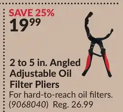 Princess Auto 2 to 5 in. Angled Adjustable Oil Filter Pliers offer