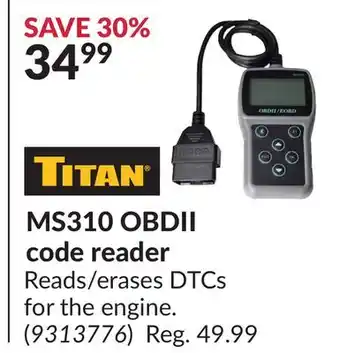Princess Auto MS310 OBDII code reader offer