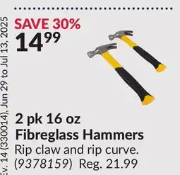 Princess Auto 2 pk 16 oz Fibreglass Hammers offer