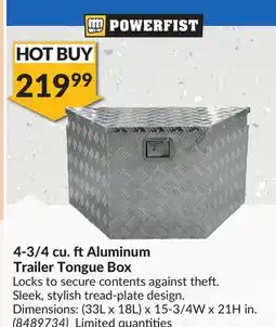 Princess Auto 4-3/4 cu. ft Aluminum Trailer Tongue Box offer