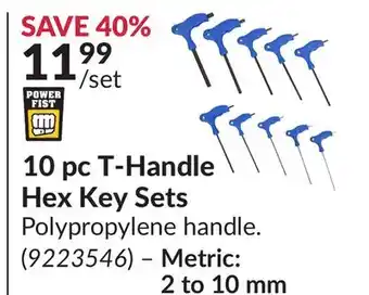Princess Auto 10 pc T-Handle Hex Key Sets offer