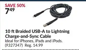 Princess Auto 10 ftBraided USB-A to Lightning Charge-and-Sync Cable offer