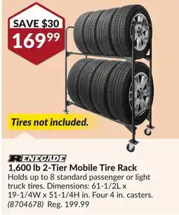Princess Auto 1,600 lb 2-Tier Mobile Tire Rack offer