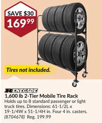 Princess Auto 1,600 lb 2-Tier Mobile Tire Rack offer