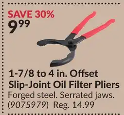 Princess Auto 1-7/8 to 4 in. Offset Slip-Joint Oil Filter Pliers offer