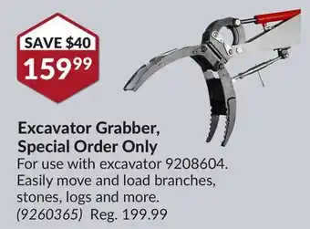 Princess Auto Excavator Grabber, Special Order Only offer